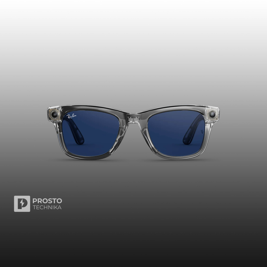 Ray-Ban Wayfarer (Gen 2) Глянцевый Прозрачно-Серый с Прозрачно-Сапфировыми Линзами